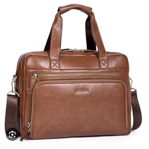 BOSTANTEN Leather Briefcase for Business Travel Laptop Bags 15.6 inch Brown